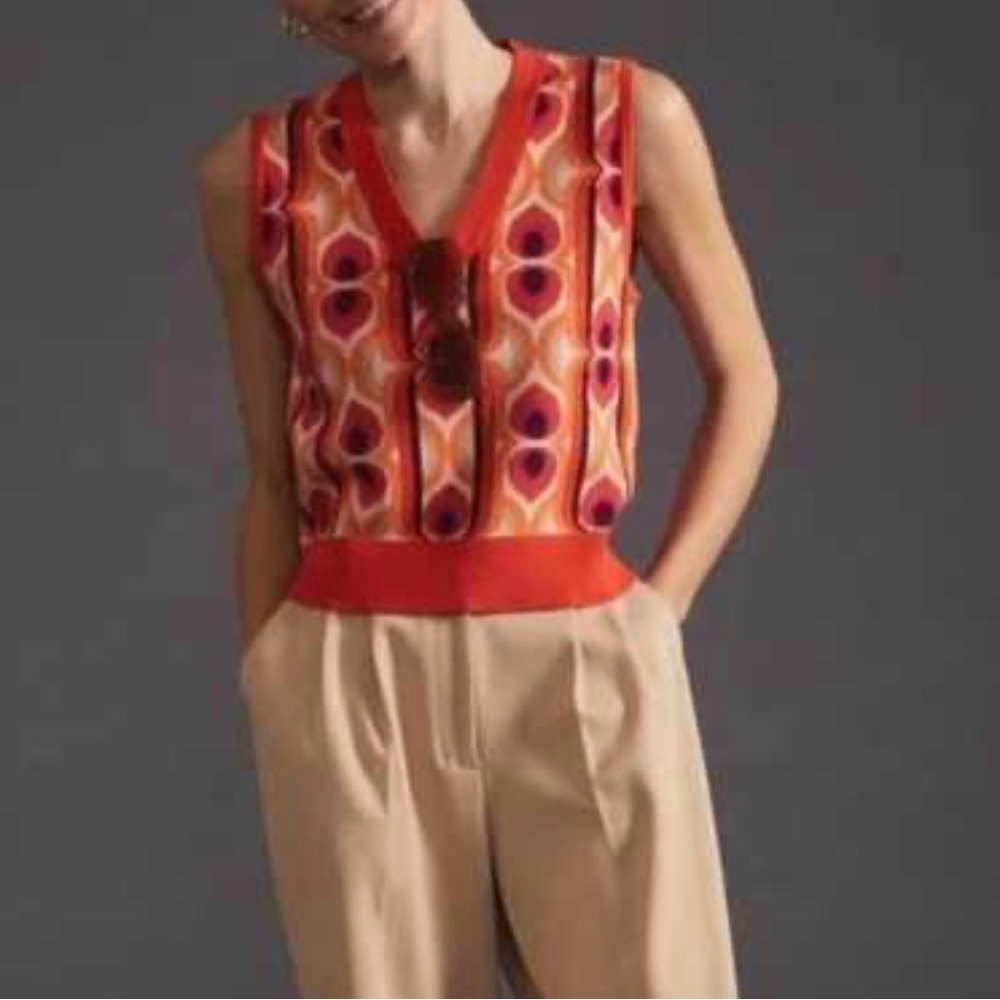 Anthropologie Vera jacquard sweater vest size S